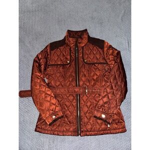 Vince‎ Camuto Diamond Quilted Full Zip Jacket Rust Orange Size Large